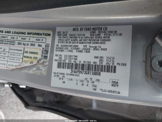 3FA6P0H73GR158808 Ford 2016
