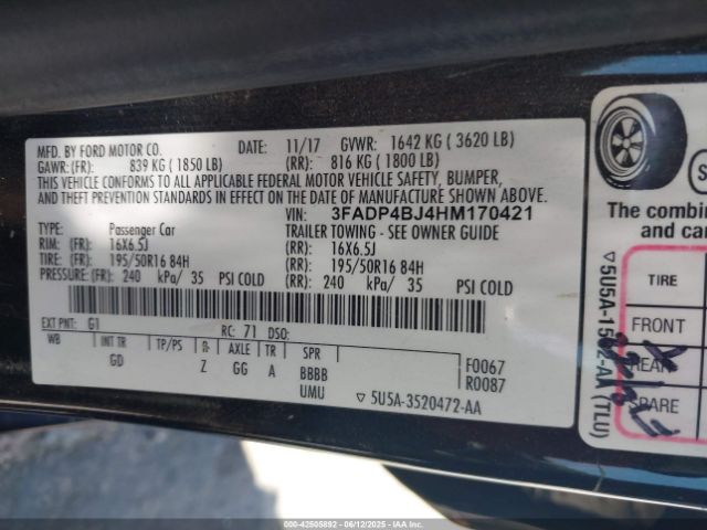 3FADP4BJ4HM170421 Ford FIESTA SE