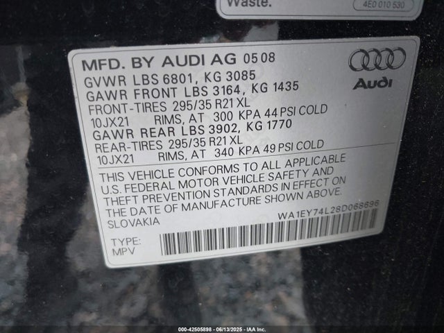 2008 AUDI Q7 WA1EY74L28D068696 Photo 8