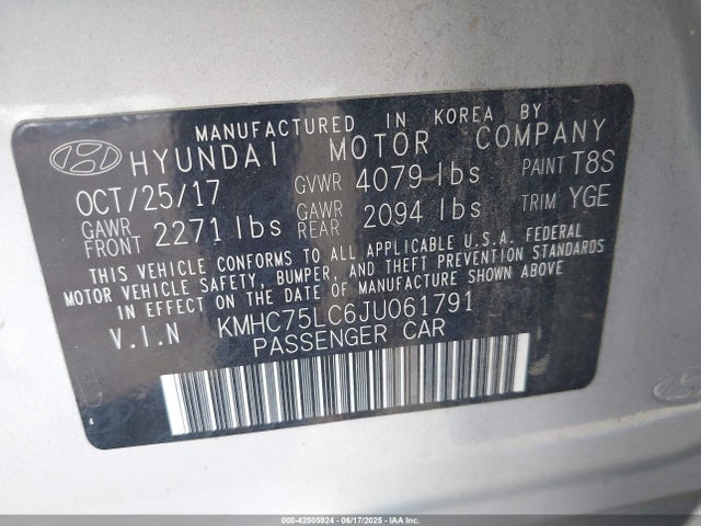 KMHC75LC6JU061791 Hyundai 2018