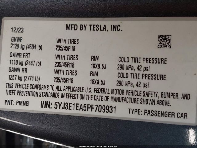 2023 TESLA MODEL 3 5YJ3E1EA5PF709931 Photo 8