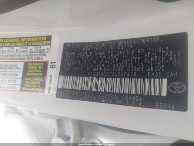 4T1DAACK5SU547418 Toyota CAMRY LE