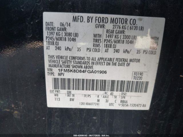 2015 FORD EXPLORER 1FM5K8D84FGA01906 Photo 8