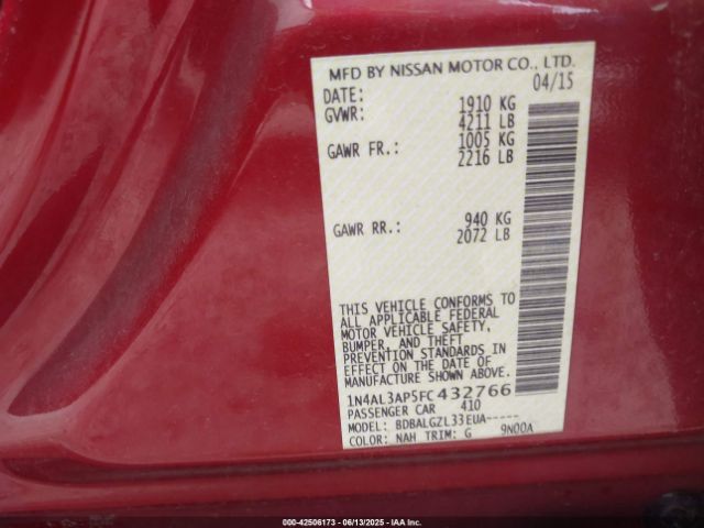 2015 NISSAN ALTIMA 1N4AL3AP5FC432766 Photo 8
