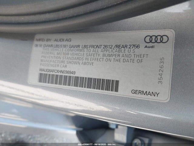 WAUG8AFCXHN036949 Audi 2017