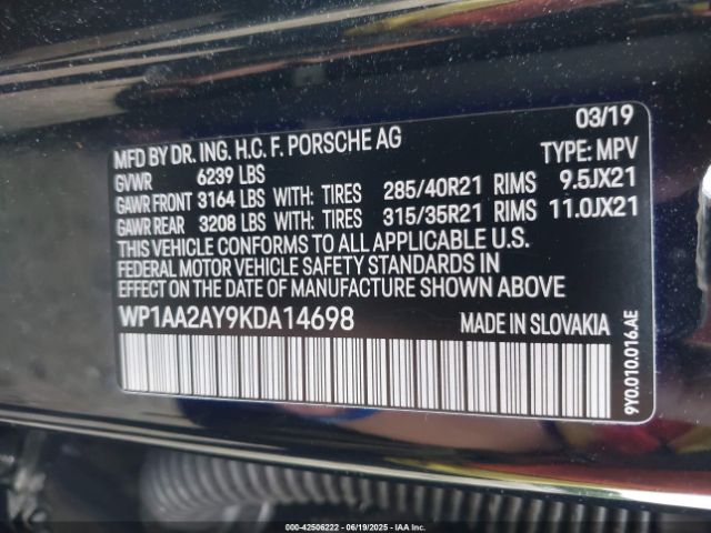 2019 PORSCHE CAYENNE WP1AA2AY9KDA14698 Photo 8