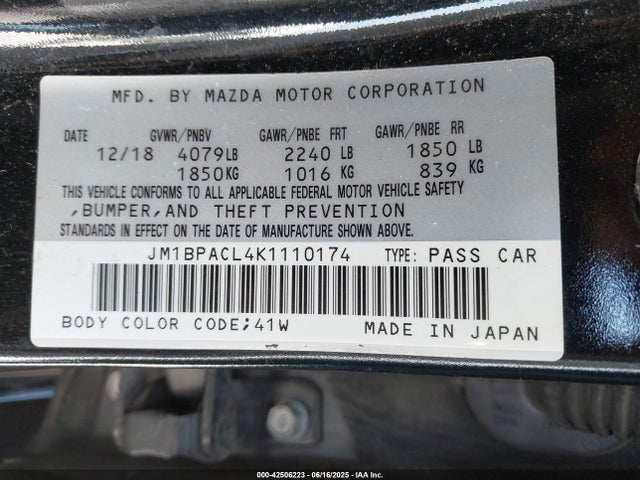Mazda py 2019 JM1BPACL4K1110174 Image 9