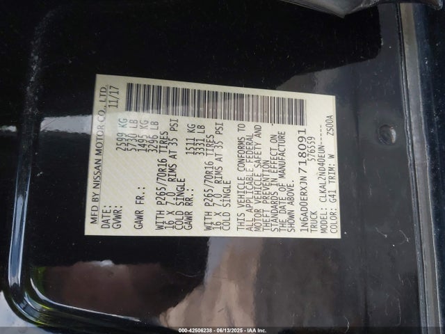 1N6AD0ERXJN718091 Nissan 2018