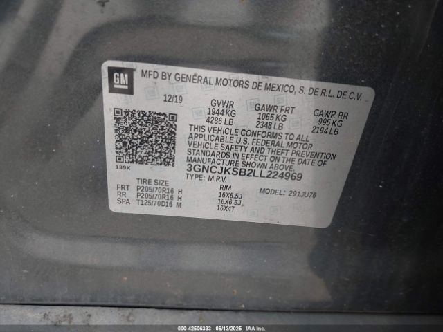 2020 CHEVROLET TRAX 3GNCJKSB2LL224969 Photo 8