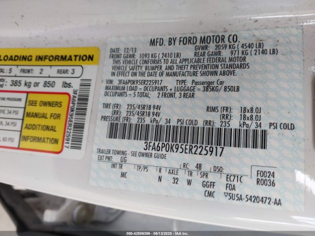 3FA6P0K95ER225917 Ford 2014