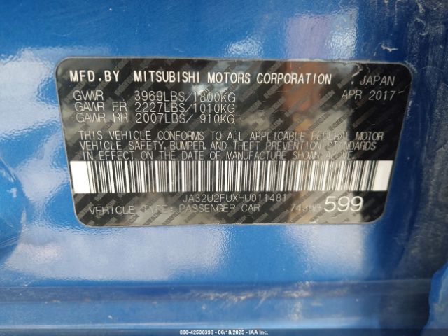 2017 MITSUBISHI LANCER JA32U2FUXHU011481 Photo 8