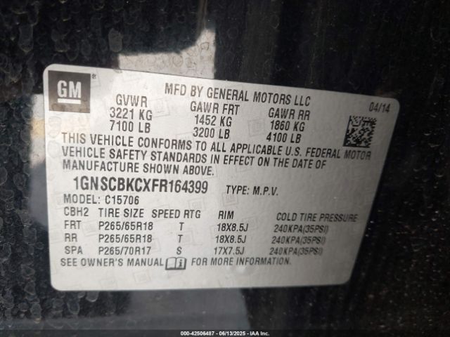 2015 CHEVROLET TAHOE 1GNSCBKCXFR164399 Photo 8