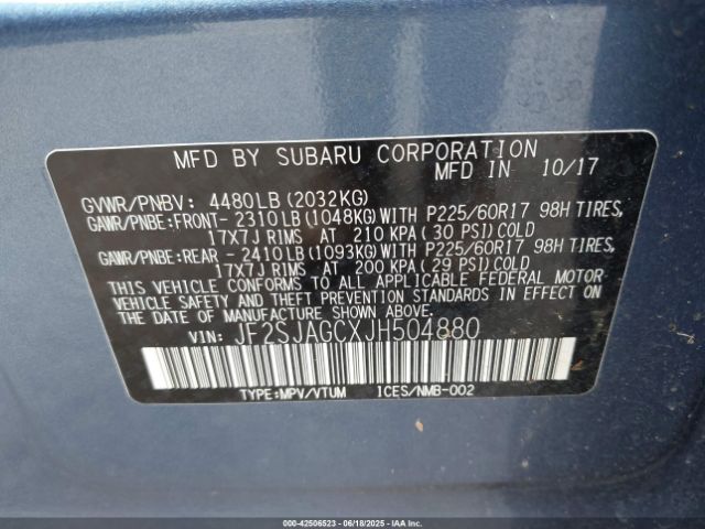 2018 SUBARU FORESTER JF2SJAGCXJH504880 Photo 8