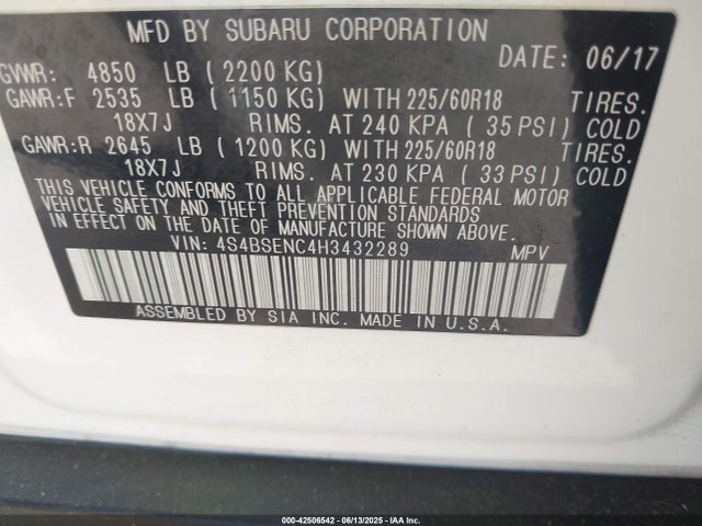 4S4BSENC4H3432289 Subaru u4
