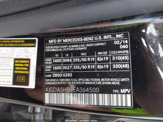 2014 MERCEDES-BENZ ML 350 4JGDA5HB9EA364500 Photo 8