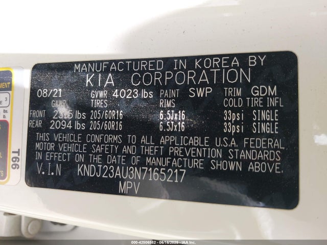 KNDJ23AU3N7165217 KIA mpi nu