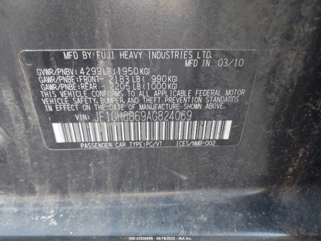 2010 SUBARU IMPREZA JF1GH6B69AG824069 Photo 8