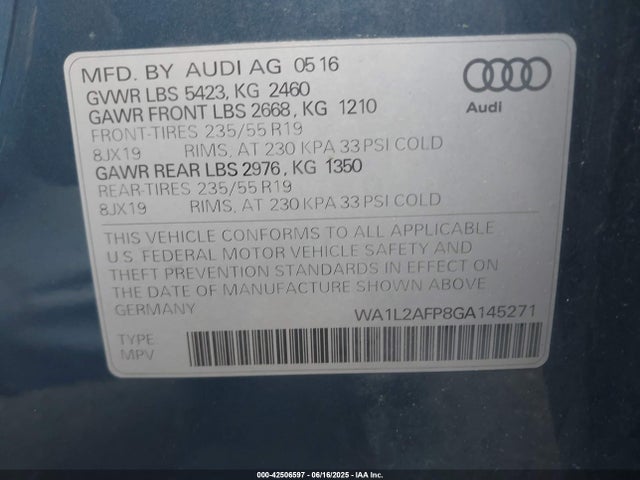 WA1L2AFP8GA145271 Audi 2.0t