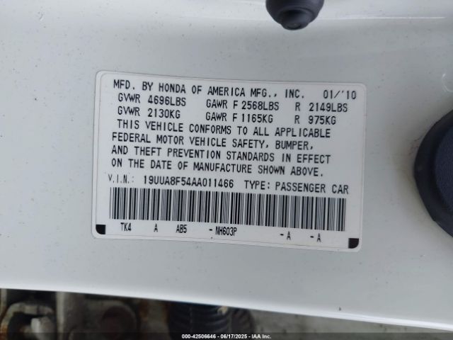 2010 ACURA TL 19UUA8F54AA011466 Photo 8