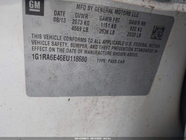 1G1RA6E46EU118680 Chevrolet Volt