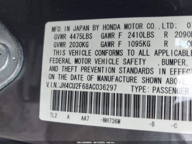 2010 ACURA TSX JH4CU2F68AC036297 Photo 8