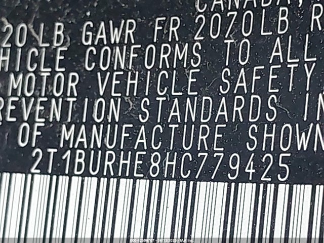 2T1BURHE8HC779425 Toyota 2zr-fe