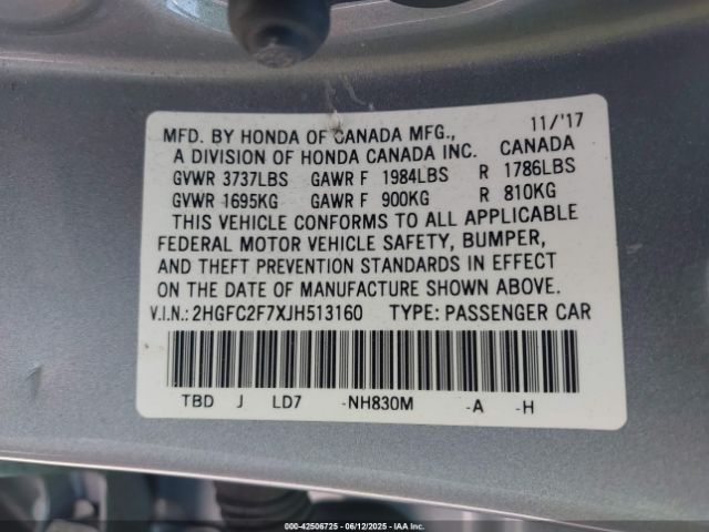 2HGFC2F7XJH513160 Honda k20c2