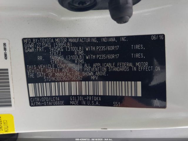 2016 TOYOTA SIENNA 5TDYK3DC9GS756582 Photo 8