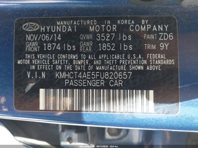 KMHCT4AE5FU820657 Hyundai ACCENT GLS
