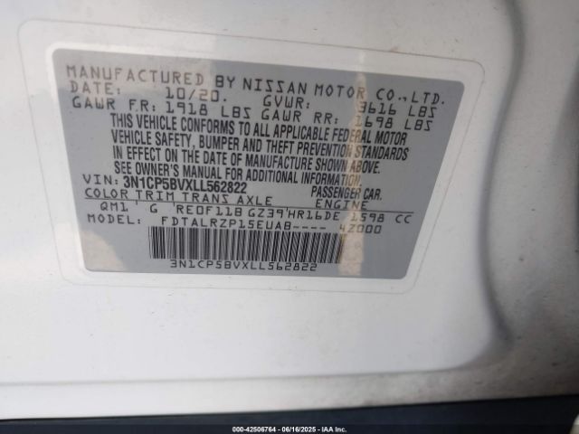 3N1CP5BVXLL562822 Nissan Kicks