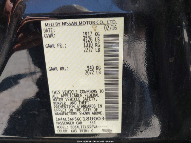 1N4AL3AP5GC180003 Nissan 2016
