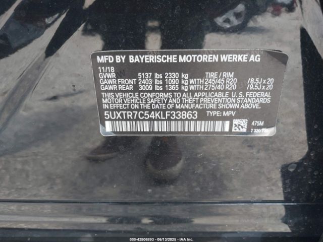 2019 BMW X3 5UXTR7C54KLF33863 Photo 8
