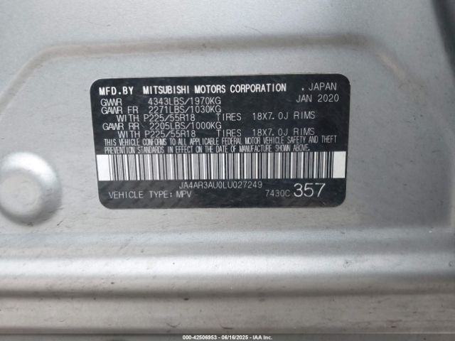 2020 MITSUBISHI OUTLANDER SPORT JA4AR3AU0LU027249 Photo 8