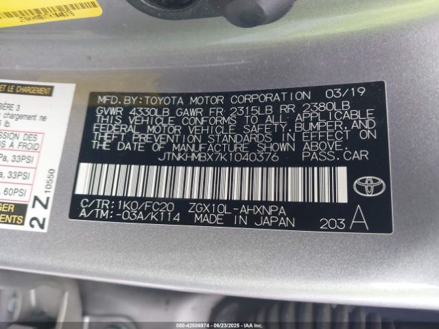 2019 TOYOTA C-HR JTNKHMBX7K1040376 Photo 8