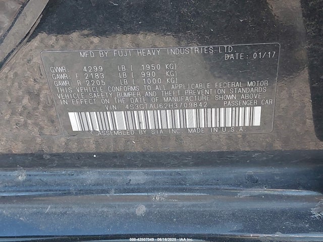 4S3GTAU62H3709842 Subaru na