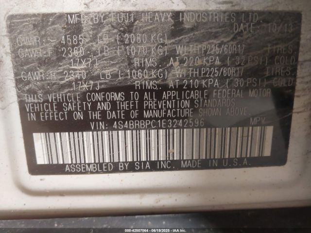 2014 SUBARU OUTBACK 4S4BRBPC1E3242596 Photo 8