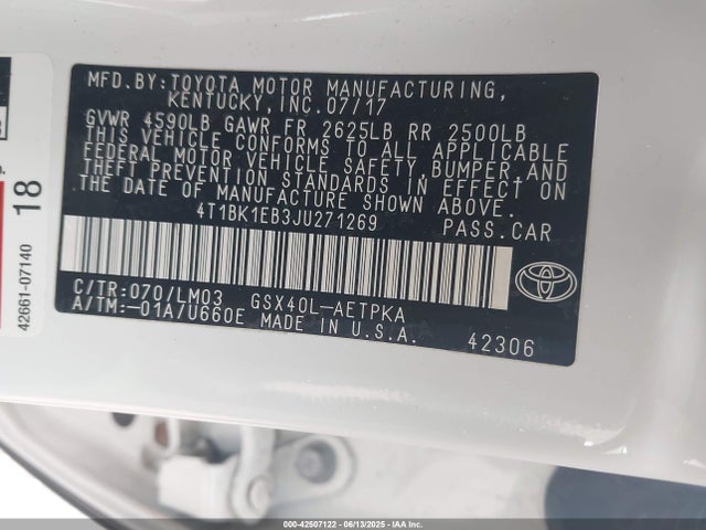 4T1BK1EB3JU271269 Toyota 2gr-fe
