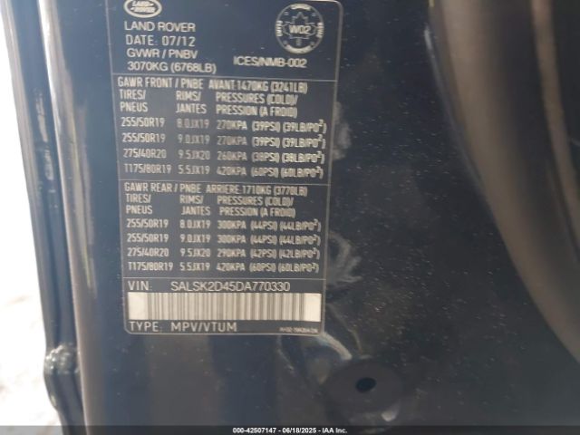 2013 LAND ROVER RANGE ROVER SPORT SALSK2D45DA770330 Photo 8