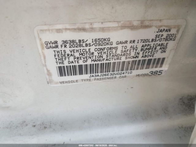 2002 MITSUBISHI LANCER JA3AJ26E32U024710 Photo 8