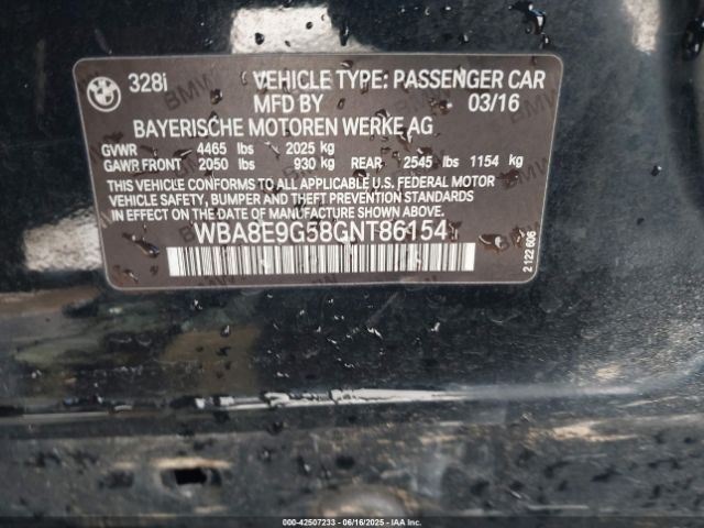 2016 BMW 328I WBA8E9G58GNT86154 Photo 8