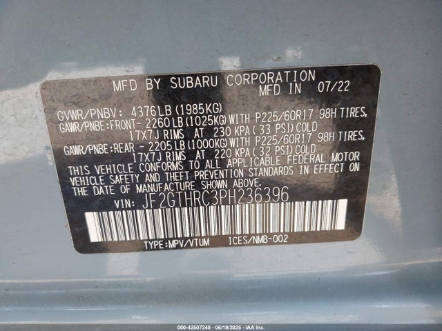 Subaru na 2023 JF2GTHRC3PH236396 Image 9