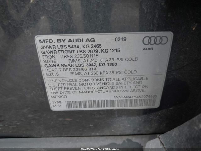 2019 AUDI Q5 WA1ANAFY4K2074466 Photo 8