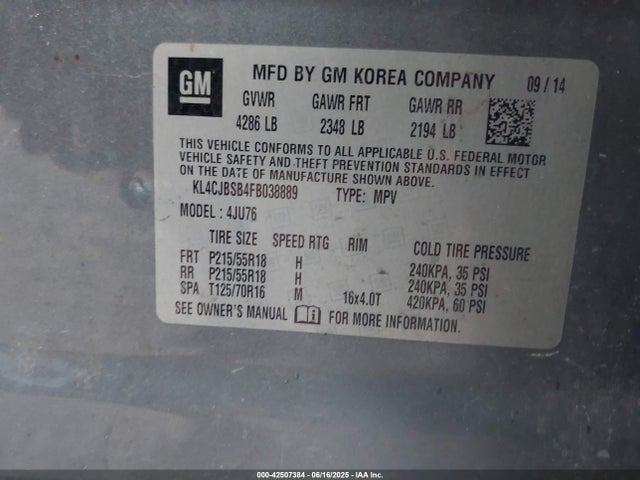 Buick Encore Convenience 2015 KL4CJBSB4FB038889 Image 9