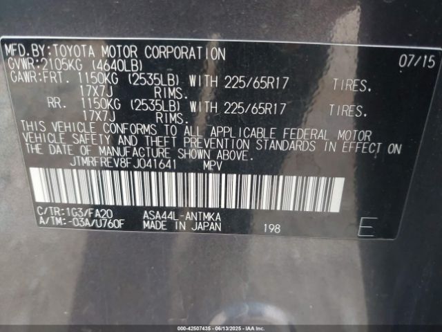 JTMRFREV8FJ041641 Toyota 2ar-fe