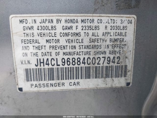 2004 ACURA TSX JH4CL96884C027942 Photo 8