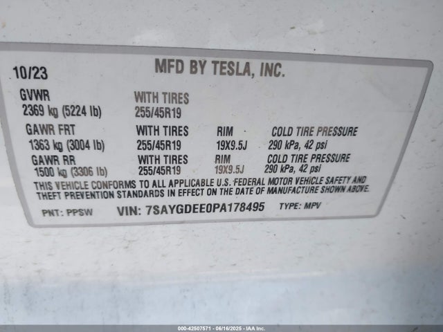 2023 TESLA MODEL Y 7SAYGDEE0PA178495 Photo 8