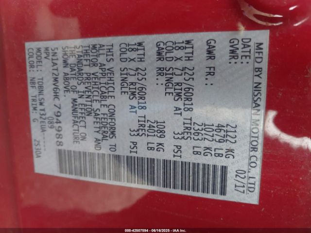 2017 NISSAN ROGUE 5N1AT2MV6HC794988 Photo 8