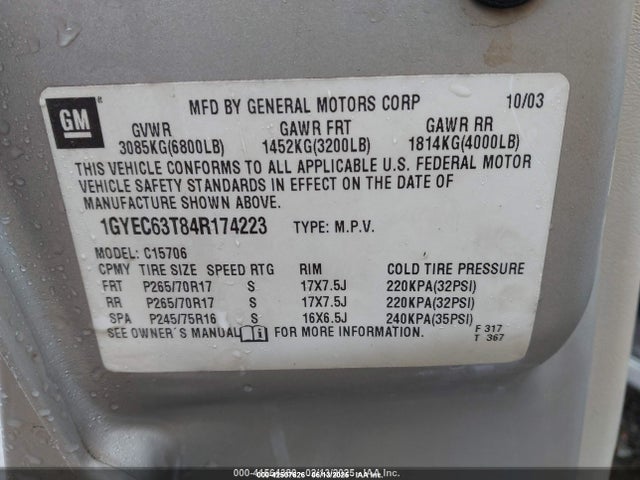 2004 CADILLAC ESCALADE 1GYEC63T84R174223 Photo 8