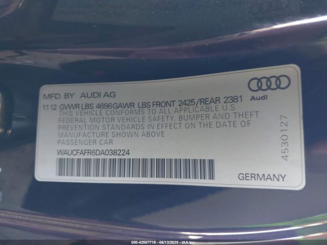 2013 AUDI A5 WAUCFAFR6DA038224 Photo 8