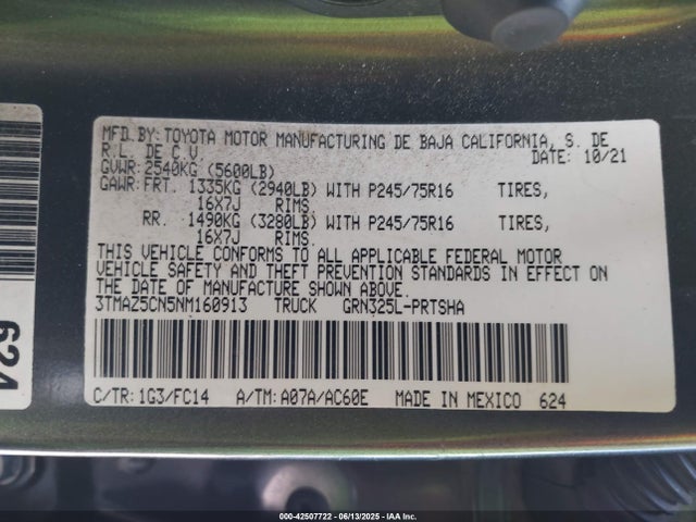 3TMAZ5CN5NM160913 Toyota 2gr-fks